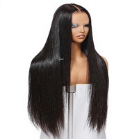Perruque sans colle 7*5, pré-épilée, couleur 1B, cheveux raides, en stock usine, en cheveux naturels de soie