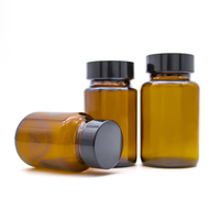 Pot en verre ambré à large ouverture multi-tailles 60/100/500 ml - Goutte à goutte plate pour le stockage de capsules, de pilules et de produits pharmaceutiques