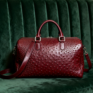 Manufacture Ostrich <strong>Leather</strong> Factory Custom High End Duffel <strong>Holdall</strong> Travel Bag Overnight Weekender Bag Luggage for <strong>Women</strong> - Product Image 2