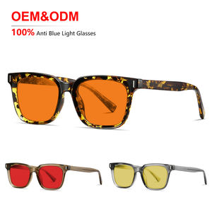 แว่นตาป้องกันแสงสีฟ้าขายส่ง กรอบแว่นสายตา TR90 คลาสสิก เลนส์สีเหลืองแฟชั่นสีส้ม แว่นตาดีไซน์เนอร์สั่งทำได้ 男女兼用 - Product Image 1