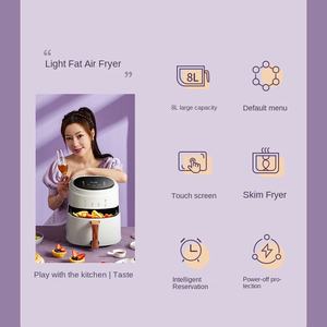 Friteuse OEM de ménage en acier inoxydable 8L Friteuse 6L Panier antiadhésif Contrôle numérique Langue de fonctionnement française Blanc Argent - Product Image 5