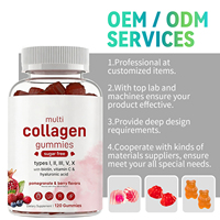 Gummies multi-collagène 8 en 1 sans sucre avec acide hyaluronique, biotine et vitamine C, saveur grenade, 120 gummies
