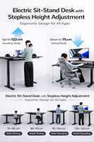 Bureau Inclinable Électrique à Hauteur Réglable avec Système de Contrôle Intelligent à Quatre Moteurs, Bureau d'Ordinateur Multifonctionnel pour Jeux