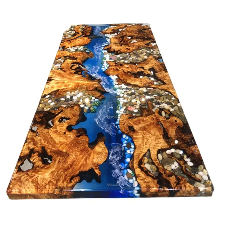 River Slab Tisch Esstisch Benutzer definierte Epoxidharz Walnussholz Massiv Wohn möbel Küchen schränke Modern Live Edge Esstisch