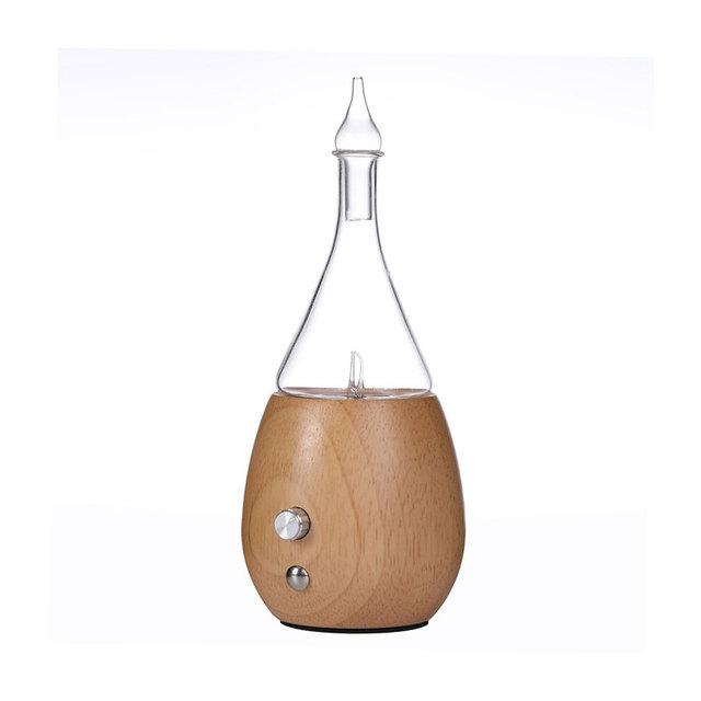 New Waterdrop Design Home Bedroom Ultrasonic Aromatherapy Fragrance Wood Glass Essential Oil Diffuser with Colorful Lights