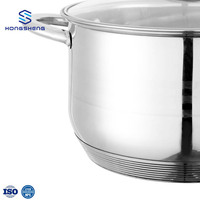 Batterie de cuisine jumbo en acier inoxydable d'usine OEM casserole avec couvercle en verre