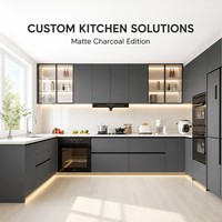 Meuble de cuisine vitrine sur mesure en bois de luxe, ensemble complet de meubles de cuisine modernes haut de gamme en MDF, petit format, intelligent, à assembler soi-même (RTA)