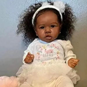 Muñeca de vinilo artificial de Navidad al por mayor, molde de 22 pulgadas, muñeca realista africana negra reborn en venta - Product Image 2