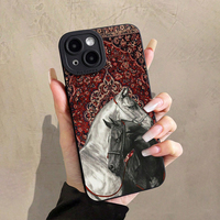 Coque de téléphone portable en TPU avec impression Totem Cheval et motif œil, avec protection de l'objectif pour iPhone X Xr Xs 11 12 13 14 15 16 17 Pro Max