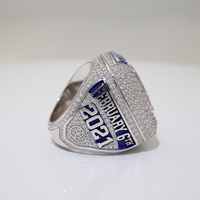 Bague de championnat personnalisée plaquée or rose avec zircon, base en cuivre, logo gravé, pour événements sportifs et commémoratifs, idéale comme cadeau et pour les événements d'équipe