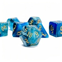 Lot de 7 dés polyédriques en acrylique bleu tourbillonnant pour jeux de rôle (Dungeons & Dragons)