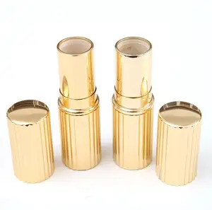 Custom Ronde Luxe Metalen Goud Aluminium Lege Twist Up Lippenbalsem Tube Lippenstift Tubes Containers Cosmetische Verpakking