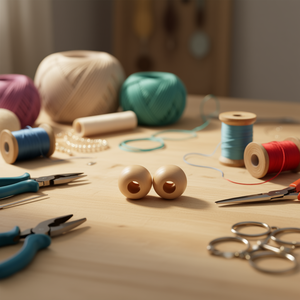 Perline in legno Ilan da 35 mm con foro grande per accessori artigianali - Product Image 3