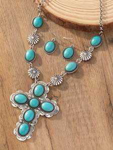 Parures de bijoux pour femmes, colliers ras-du-cou et ensembles de bijoux, style mode, ethnique, bohème, avec perles et pierres turquoise, inspirés de l'Éthiopie, l'Inde, le Mexique et l'Ouest - Product Image 4
