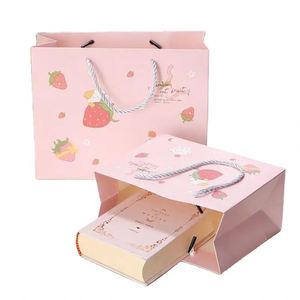 Recyclable White Paper Gift <b>Bag</b> With Handles, Minimalist Cardboard Design for Birthday Party Favor and Daily Sundry Packing - Product Image 3