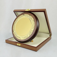 Boîte à certificats en bois 23x23cm, plaques de récompense avec plaque dorée, plaque ronde en bois MH-N415