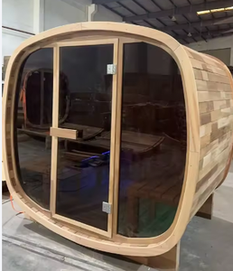 HELIUS Sauna extérieur en bois massif de luxe moderne, sauna traditionnel en forme de cube, sauna à vapeur extérieur pour 4 personnes - Product Image 3