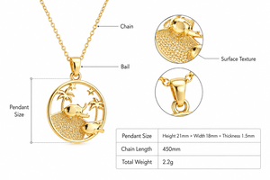 Collana con Ciondolo a Doppio <span class=keywords><strong>Pesce</strong></span> in Oro K, Gioielli di Moda Boutique, Gioielli all'Ingrosso per Negozi al Dettaglio - Product Image 4
