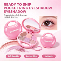 Palette de fards à paupières en poudre lumineuse, prête à être expédiée, vente en gros, marque privée, fini mat et scintillant, pigmentée, longue tenue, six couleurs