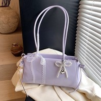 Sac à main rectangulaire en PU souple multicolore pour femme avec ruban décoratif latéral et longue bandoulière – Idéal pour le quotidien et les rendez-vous