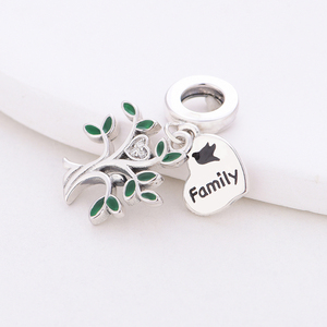Breloques Pan en Argent, Vert, Rose, Perles Zircon Colorées en forme d'Arbre Généalogique et de Lettre, compatibles avec Bracelet Original, Bijoux Anniversaire Fille Berluque - Product Image 4