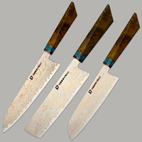 Lot de 3 couteaux de cuisine Santoku Nakiri pour chef en acier damas cuivré 33 couches Vente en gros
