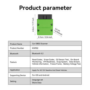 MAXOBD & Car Scanner APP universel voiture sans fil <span class=keywords><strong>OBD2</strong></span> Dongle KONNWEI KW902 <span class=keywords><strong>OBD2</strong></span> Bluetooth BLE <span class=keywords><strong>OBD2</strong></span> Scanner - Product Image 6