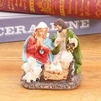 Trois Statues Familiales en Résine Écologique Modèle Dessin Animé Noël Vacances Jésus Ange Décoration de Table Intérieure Extérieure Cadeaux