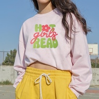 Badge brodé en chenille « Hot Girls Read » avec applique fleur rose à thermocoller pour sac de club de lecture, sweat à capuche, accessoire DIY