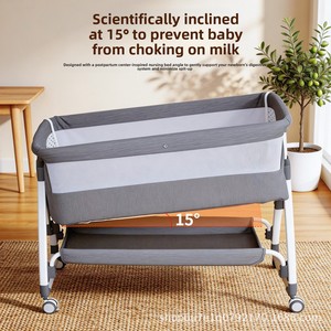 <span class=keywords><strong>Culla</strong></span> Portatile in Tessuto Peluche Multifunzionale Pieghevole per Neonati, Lettino da Viaggio Regolabile in Altezza con Rete Traspirante - Product Image 3