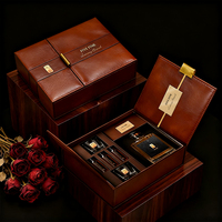 Cajas de Vino y Whisky de Cuero PU de Alta Gama con Logotipo Grabado, Laminación Mate, Diseño Abierto de 2 Puertas para Empaque de Lujo
