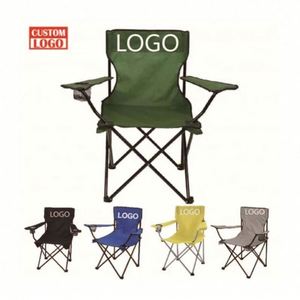 Chaise de camping pliable portable pour l'extérieur, avec logo personnalisé, pour pique-nique, pêche, jardin, plage, voyage, avec porte-gobelet - Product Image 1