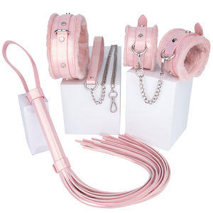 3 uds BDSM productos sexuales de cuero juguetes eróticos adultos sexo Bondage Set esposas <span class=keywords><strong>Collar</strong></span> y cadena látigo cuerda juguetes sexuales para parejas - Product Image 1