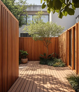 سياج خصوصية الحديقة الخارجية ، لوح من سبائك الألومنيوم ، ديكورات سكنية ، سياج منزلي طبيعي معالج بالضغط - Product Image 1