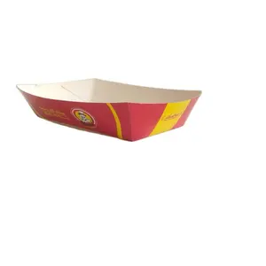 Boîte à frites jetable personnalisée en usine type de bateau à Double revêtement en carton blanc de qualité alimentaire échantillon gratuit