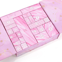 Boîtes de calendrier de l'avent personnalisées de Noël roses avec impression offset, pelliculage en carton, ensemble d'emballage cadeau mystère 24/12 jours