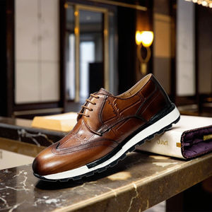 Scarpe da Uomo Fatte a Mano di Alta Qualità in Vera Pelle di Vitello con Logo Personalizzato, Articoli di Lusso Traspiranti in Stile <span class=keywords><strong>Casual</strong></span> alla Moda - Product Image 1