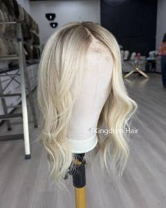 Topper en dentelle HD fine et plate, couleur blond doré clair, en cheveux humains vierges <span class=keywords><strong>de</strong></span> bonne qualité, avec trames fermées en dentelle frontale, pour femmes souffrant <span class=keywords><strong>de</strong></span> perte <span class=keywords><strong>de</strong></span> cheveux - Product Image 2