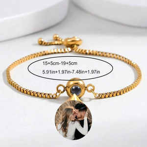 سوار إسقاط ضوئي من الفولاذ المقاوم للصدأ مقاوم للتلاشي، قابل لتعديل الطول، سوار للأزواج مع إمكانية إسقاط صورة تذكارية - Product Image 6