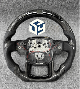 Volante de cuero perforado de fibra de carbono LED para Land Rover Sport Range <span class=keywords><strong>SVR</strong></span> L494 L405 <span class=keywords><strong>Evoque</strong></span> Volante de fibra de carbono - Product Image 1