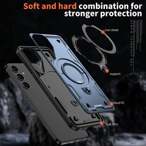 360 soporte <span class=keywords><strong>de</strong></span> anillo <span class=keywords><strong>de</strong></span> Metal Mganetic Armor funda <span class=keywords><strong>de</strong></span> teléfono celular para Samsung A15 A25 A35 A55 A14 A05S A3 A5 soporte cubierta <span class=keywords><strong>de</strong></span> protección - Product Image 4