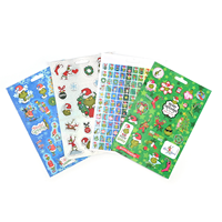 Autocollants en vinyle personnalisés, feuilles d'autocollants de Noël, autocollants promotionnels, autocollants en vinyle holographiques mignons avec trou de suspension