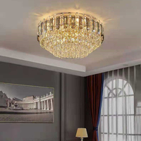 JYLIGHTING Plafonnier en cristal à LED de luxe nordique, plafonnier rond en cristal, plafonniers en cristal pour salon