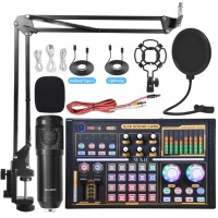 Interface audio Carte son Microphone pour podcast XLR Changeur de voix Kit de microphone d'enregistrement pour téléphone portable Mixeur