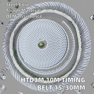 Correa de Distribución <span class=keywords><strong>Onlive</strong></span>, Transmisión de PU+Acero/Cordón, Longitud y Ancho Personalizados, HTD3M, Uso en Construcción, Color Blanco, Extremos Abiertos, OEM, 1 Año de Garantía - Product Image 3