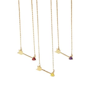 Collar con Piedra de Nacimiento en Forma de Flecha |   Colgante Minimalista de Flecha de Cupido con Zirconia del Mes de Nacimiento, Chapado en Oro PVD de 18K, de Acero Inoxidable para Mujer - Product Image 2