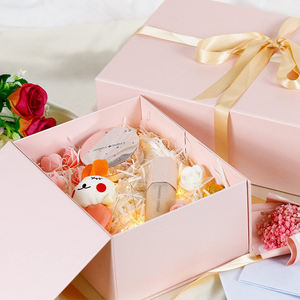 Rosa Brautjungfer Vorschlag Geschenk <span class=keywords><strong>box</strong></span> Set Prägung Goldfolie Kleinserie benutzer definierte Luxus band Geschenk boxen für kleine Unternehmen - Product Image 4