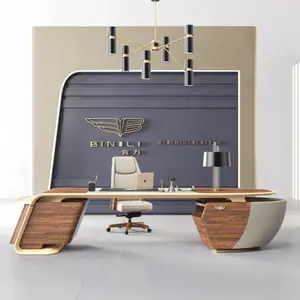고품질 나무 이탈리아어 디자인 이그 제 큐 티브 책상 사이드 캐비닛 및 undertop 서랍 대형 테이블 CEO 사장 보스 VITTORIA