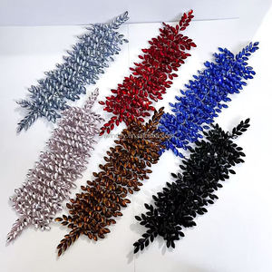 最新デザイン手作りユニークなプロムドレス色クリスタルジュエリー3Dラインストーンアップリケラインストーンワイヤーブランチ - Product Image 1