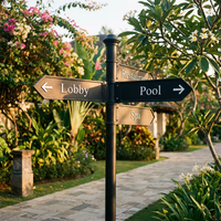 Panneau de signalisation directionnel en aluminium personnalisé, étanche, à fixer sur poteau, pour hôtel, complexe hôtelier, jardin